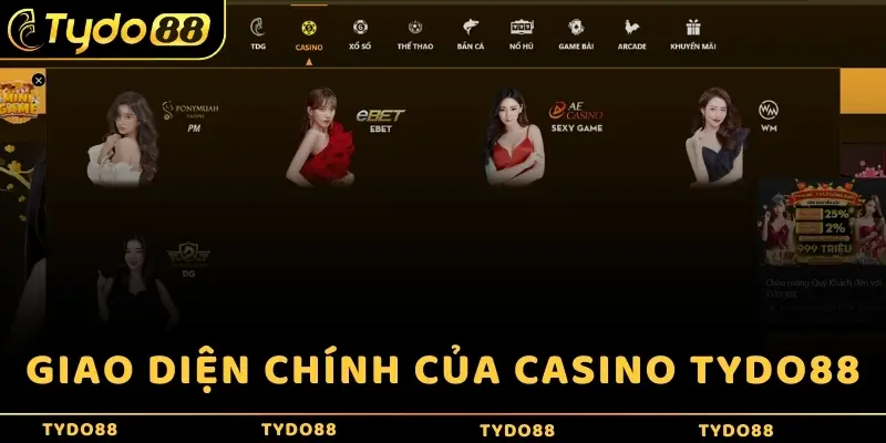 Giao diện chính của Casino Tydo88